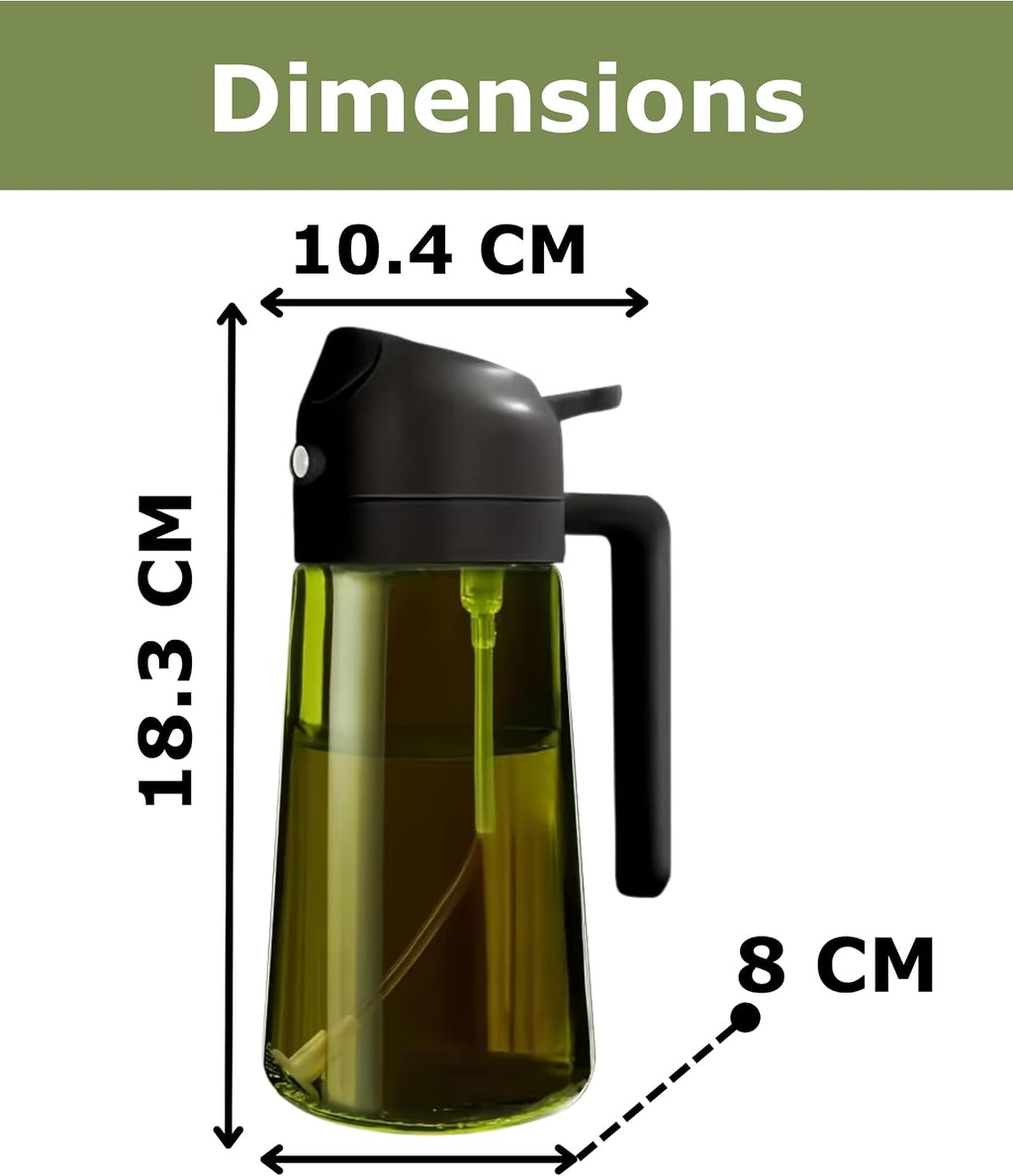 Glass Oil Spray Bottle - 470Ml Olive Oil Sprayer Mister Pouring for Cooking Air Fryer - Vinegar Dispenser Kitchen Gadget for Salad BBQ Baking Roasting and Food Prep - Pack of 2 Bottles