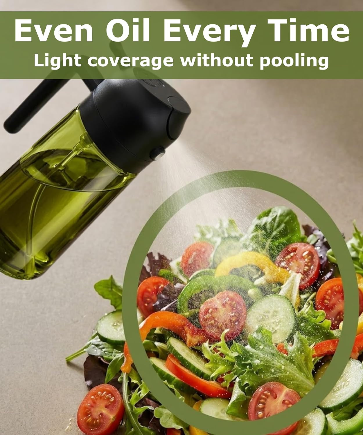 Glass Oil Spray Bottle - 470Ml Olive Oil Sprayer Mister Pouring for Cooking Air Fryer - Vinegar Dispenser Kitchen Gadget for Salad BBQ Baking Roasting and Food Prep - Pack of 2 Bottles